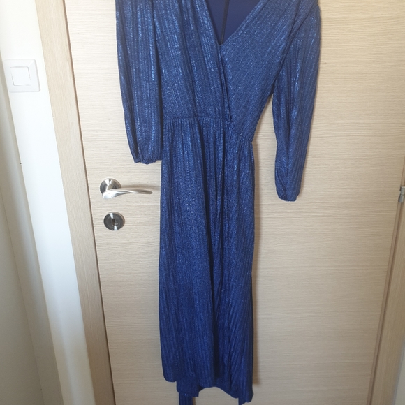 Alice & Olivia blue dress 3/4 sleeves - Picture 2 of 11